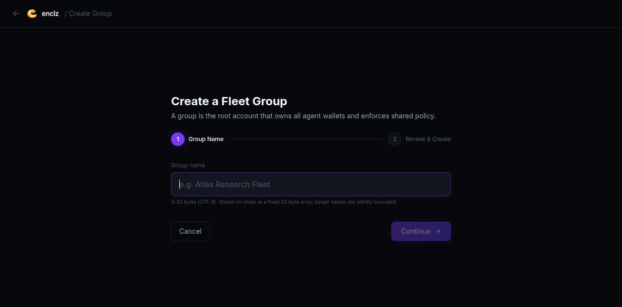 Create a Fleet Group — step 1